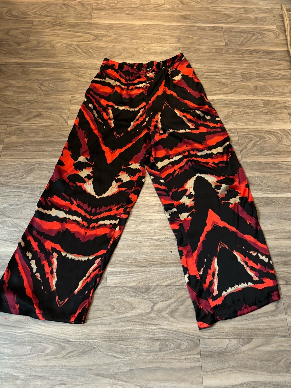 Live 4 Truth Wide Leg Abstract Print Pants in Red, Black & Cream